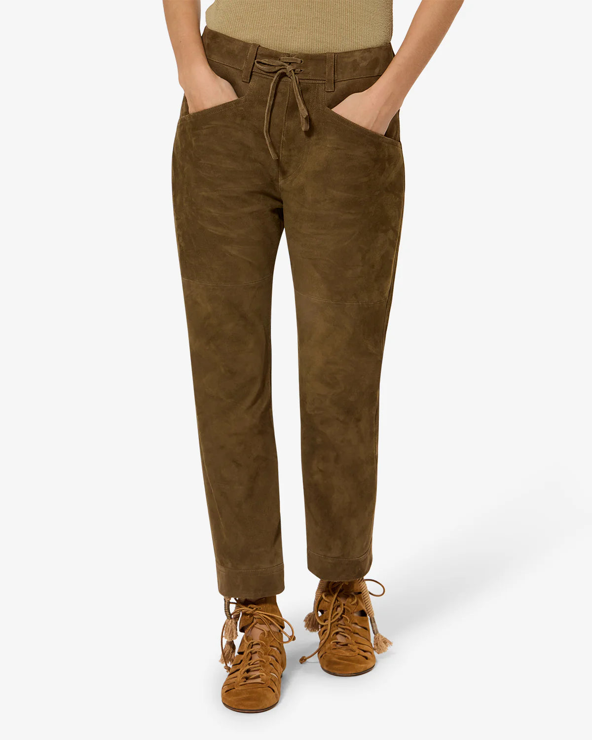 Camilany Lederhose – Lederhose mit Schnürbund-Detail