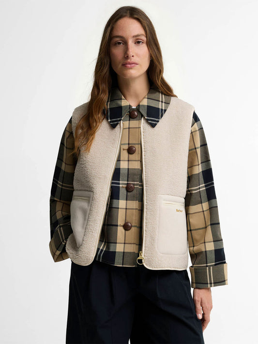 Bainford Liner Weste aus Teddyfleece mit Cord-Details