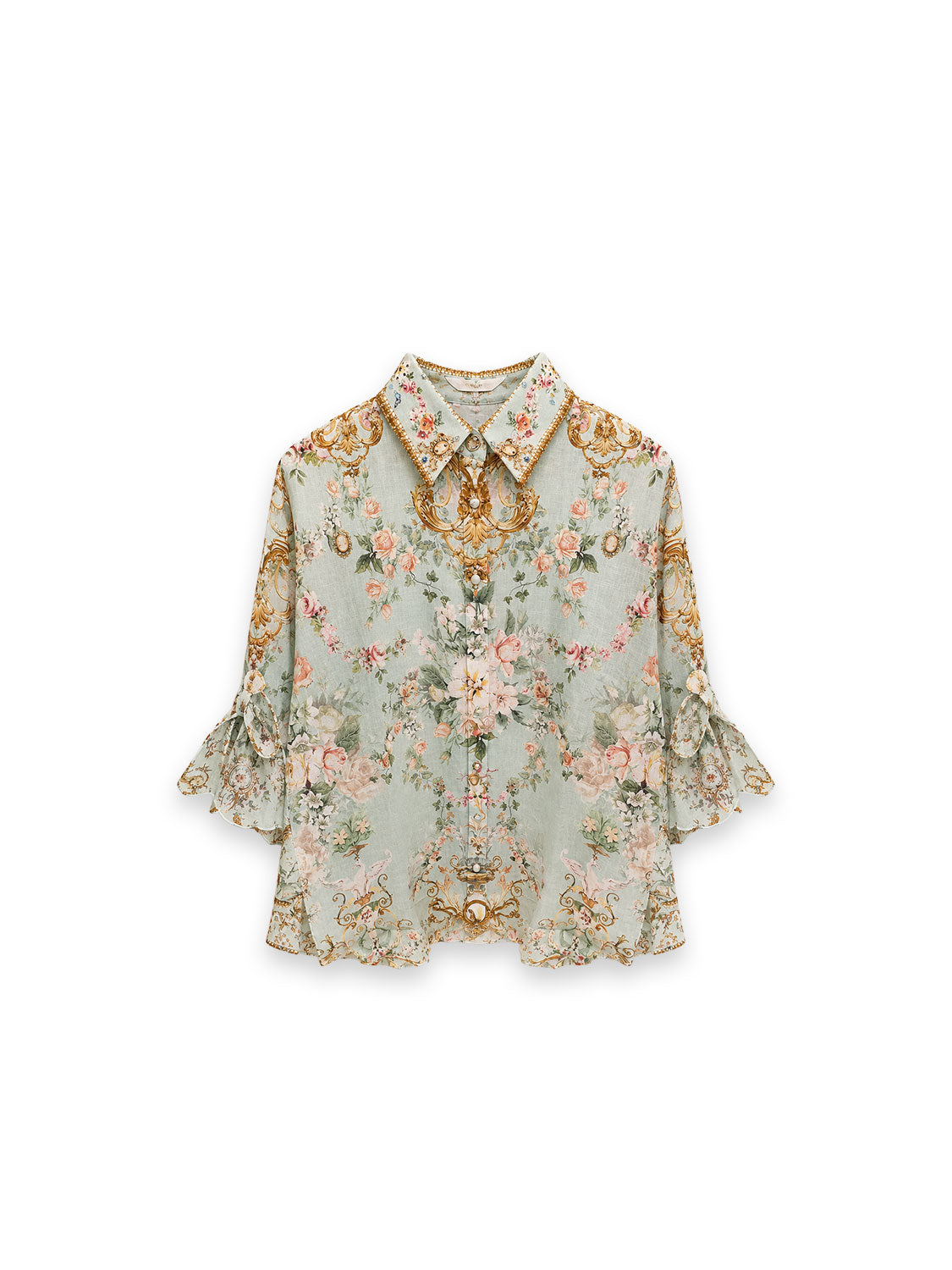 Button Bluse mit Schmuckkragen