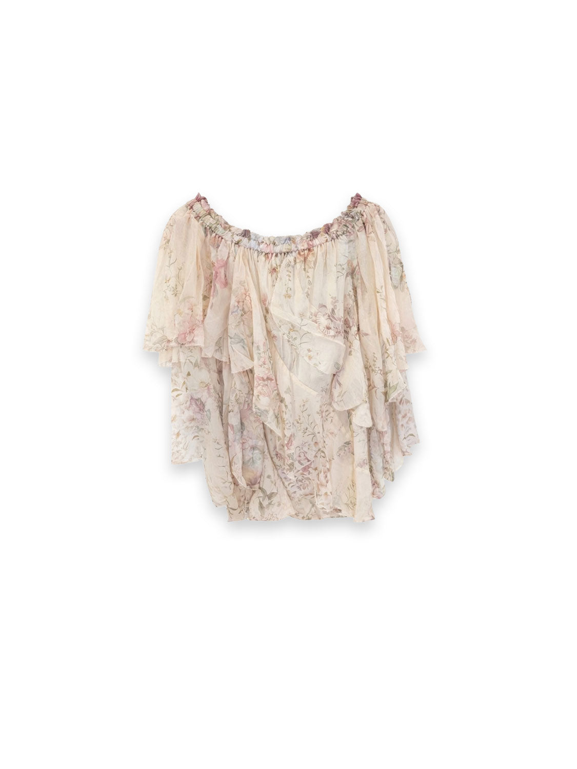 Off Shoulder Bluse mit fließenden Volants