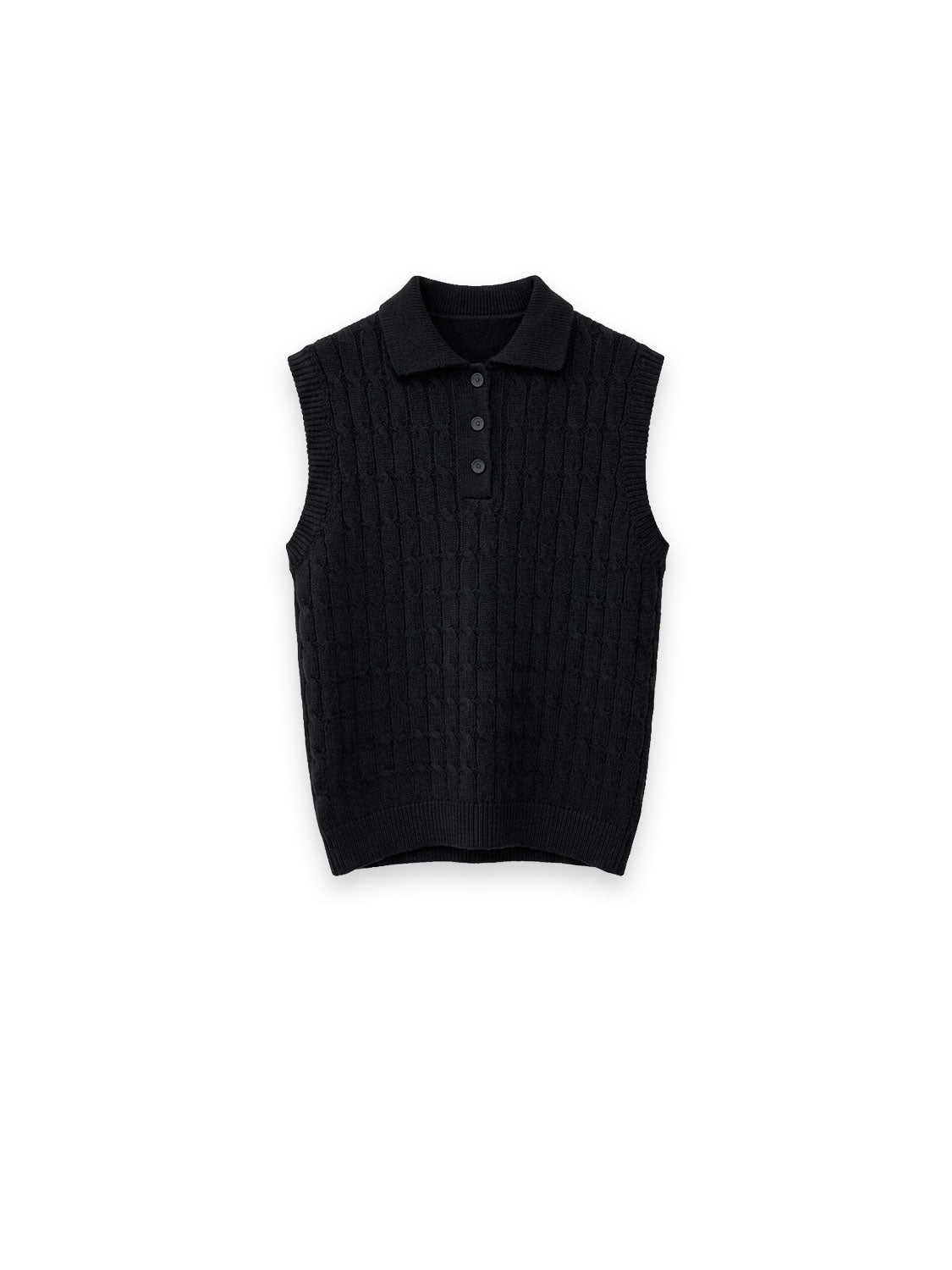 Ärmelloser Strickpullover mit Polokragen