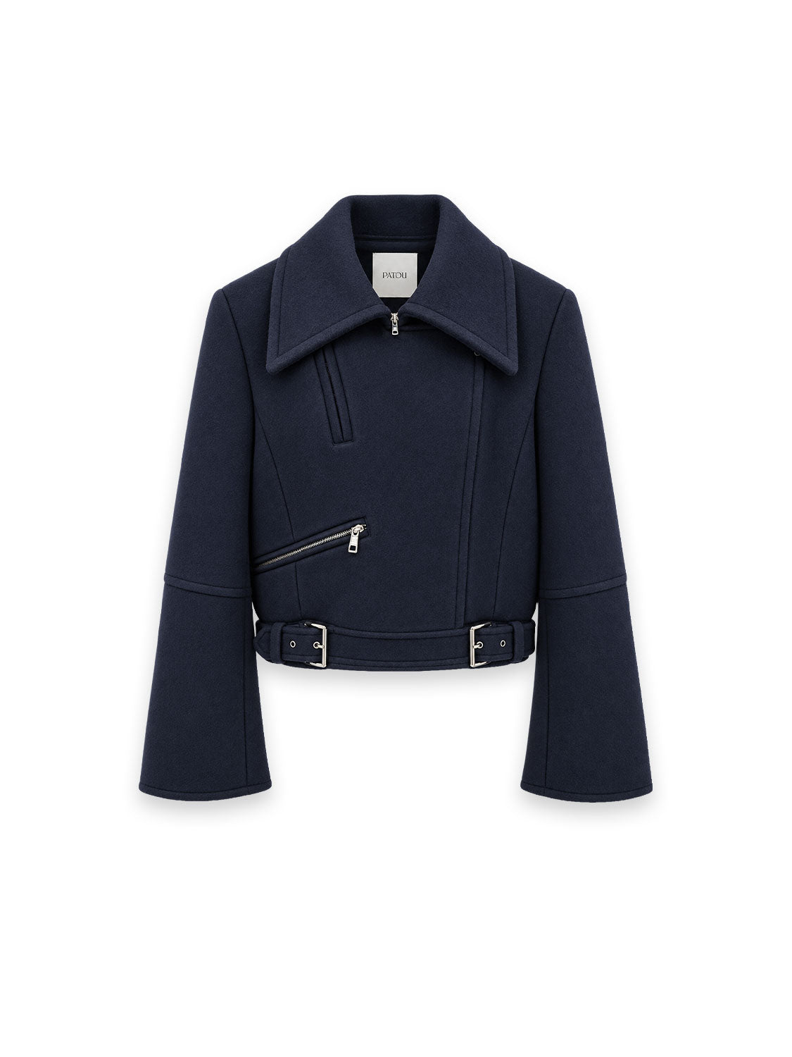 Cropped Wool Biker Jacke