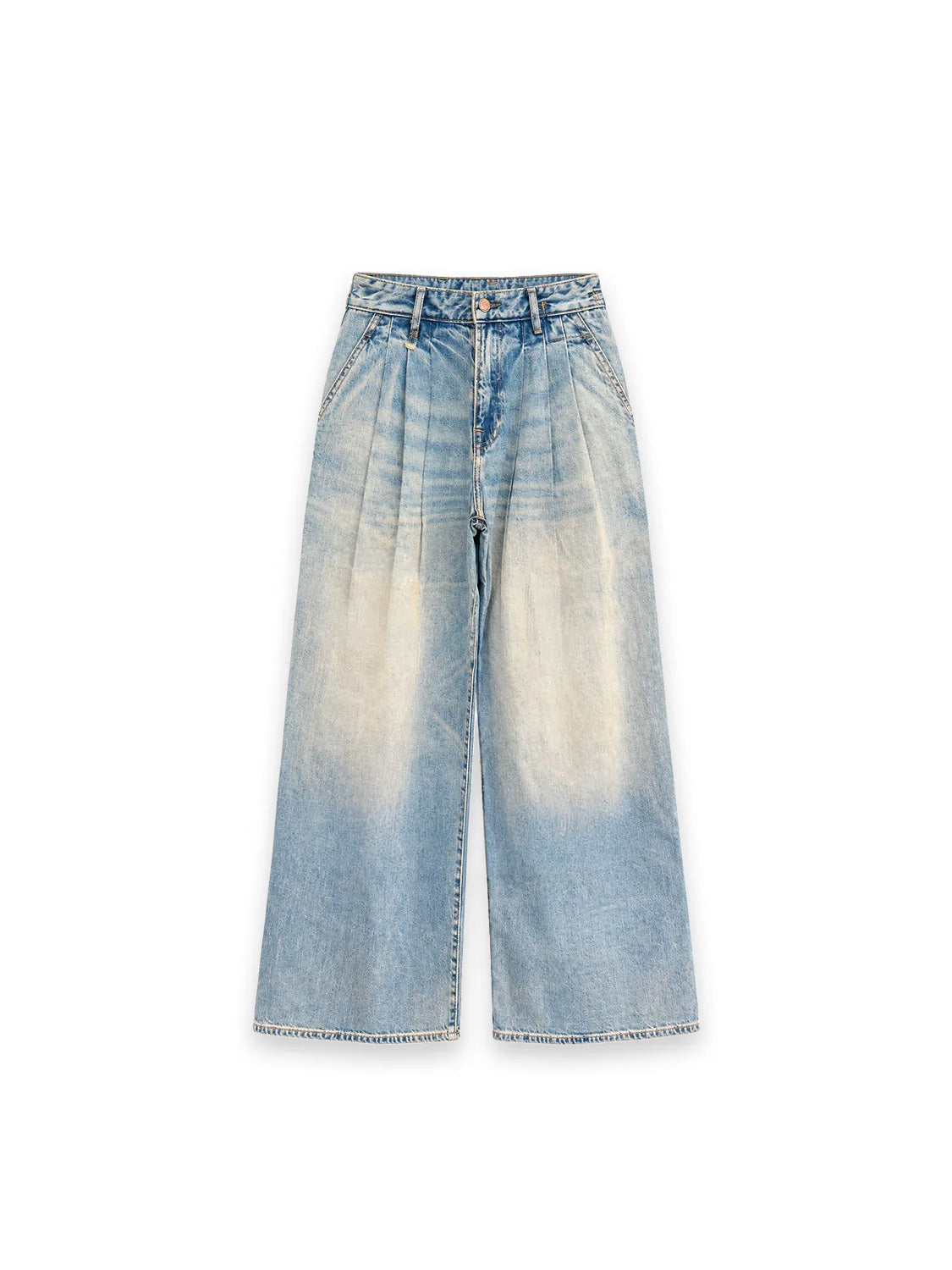 Triple Pleat Jeans – Wide Leg mit markanten Bundfalten