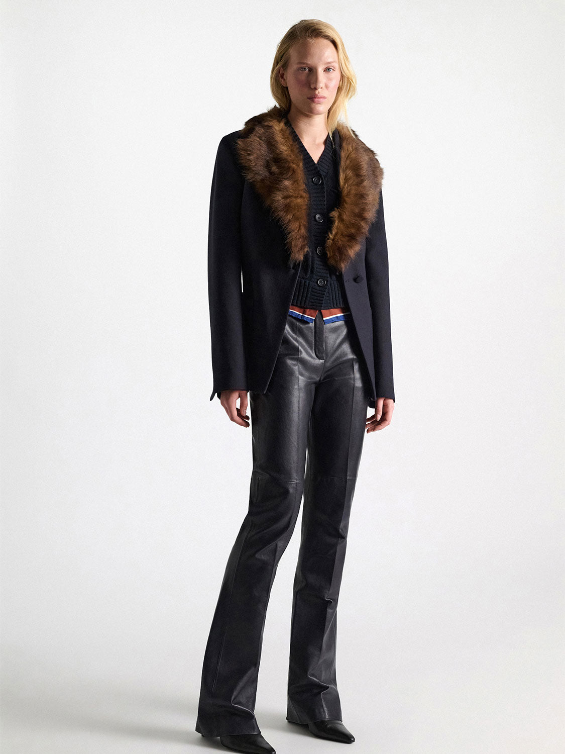 Sleek Lederhose mit geradem Bein