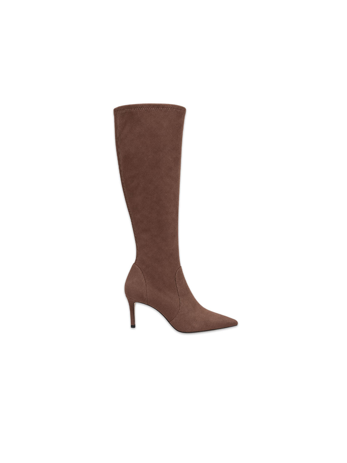 Kniehoher Stiefel aus Veloursleder mit Absatz