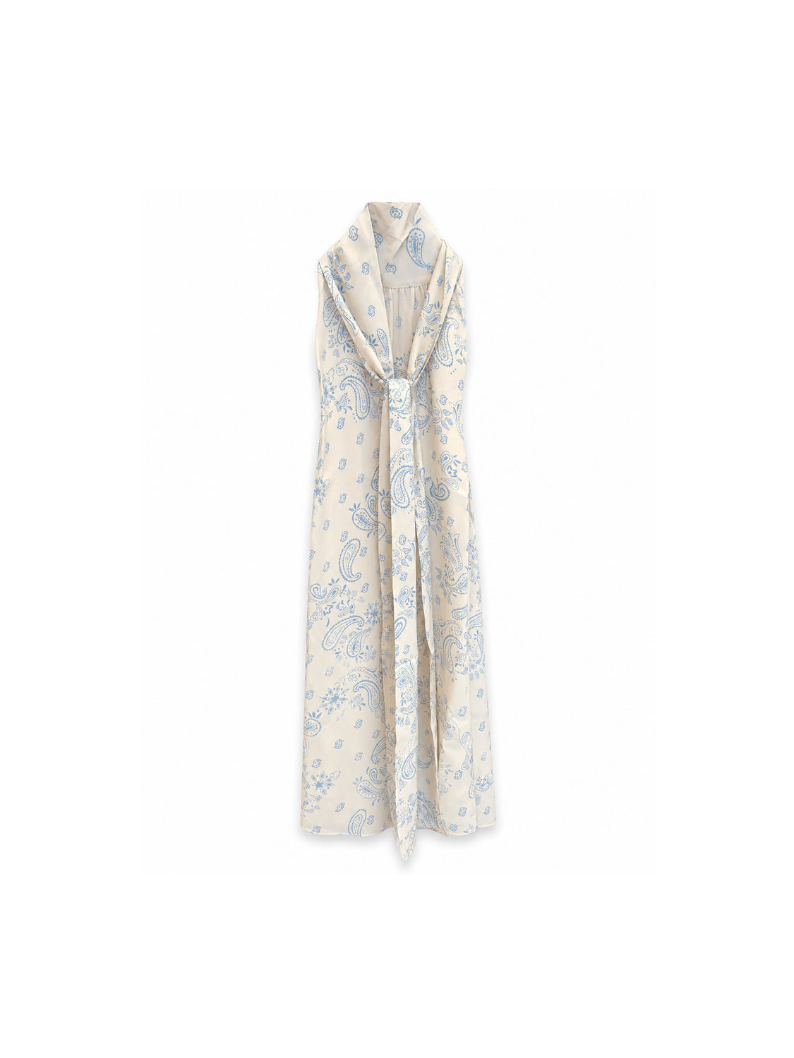 ANINE BING Brooke Kleid mit Paisleymuster und Schalkragen – Vorderansicht