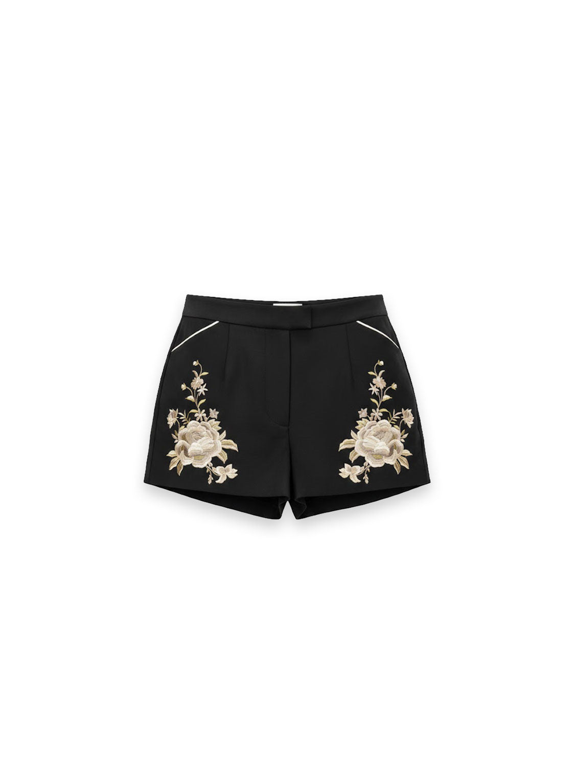 Embroidered Silk Shorts – Midnight Bloom