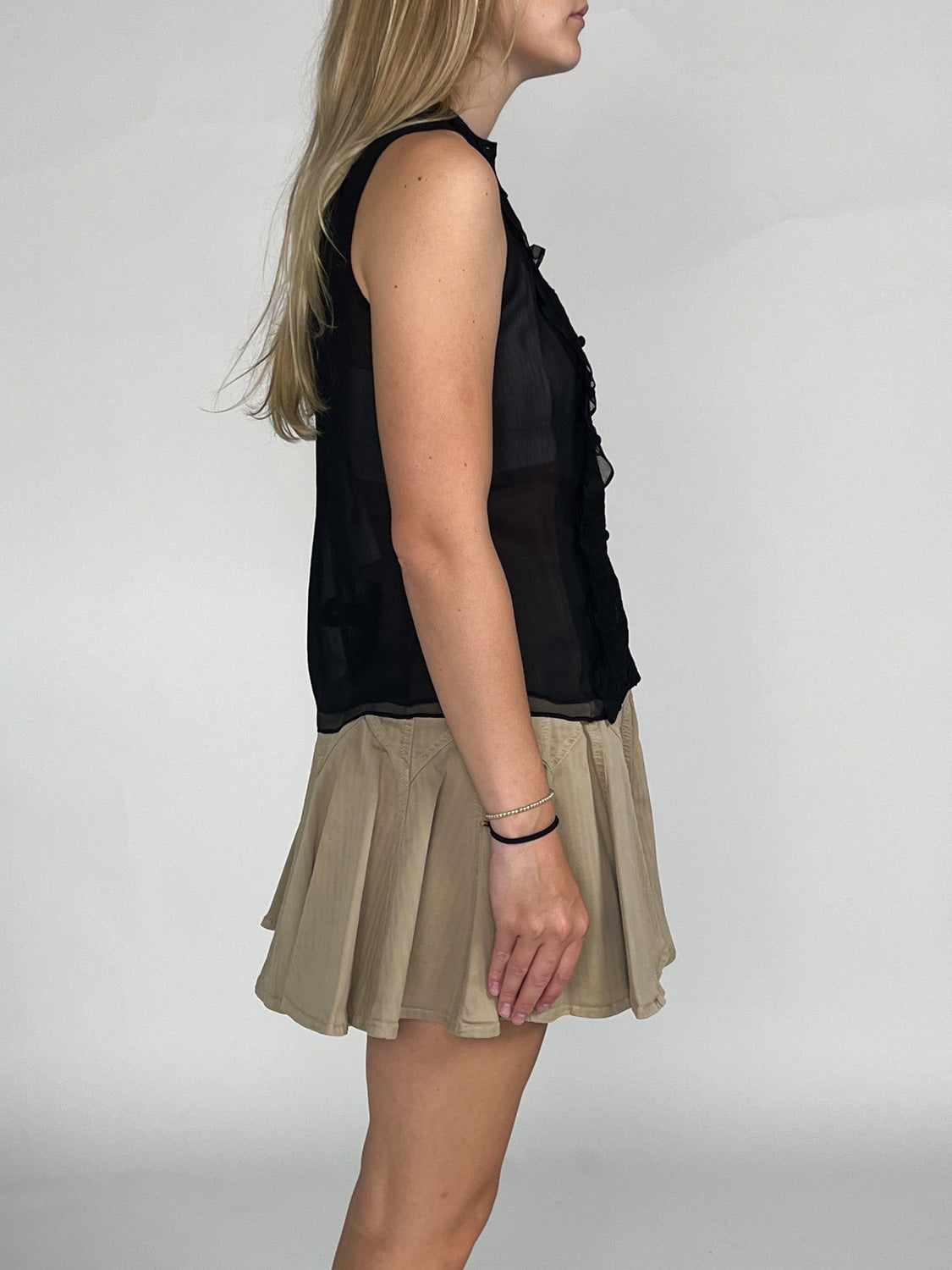 Gerüschte Smoking-Seidenbluse