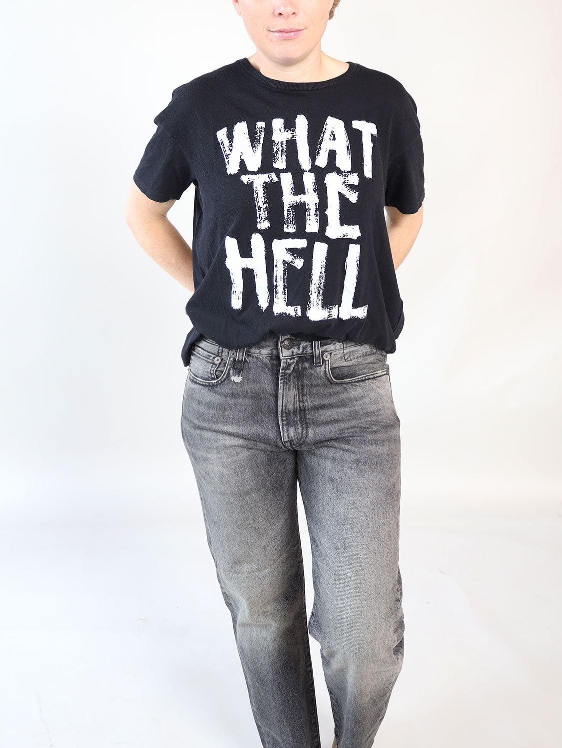 What The Hell – T-Shirt mit Schriftzug