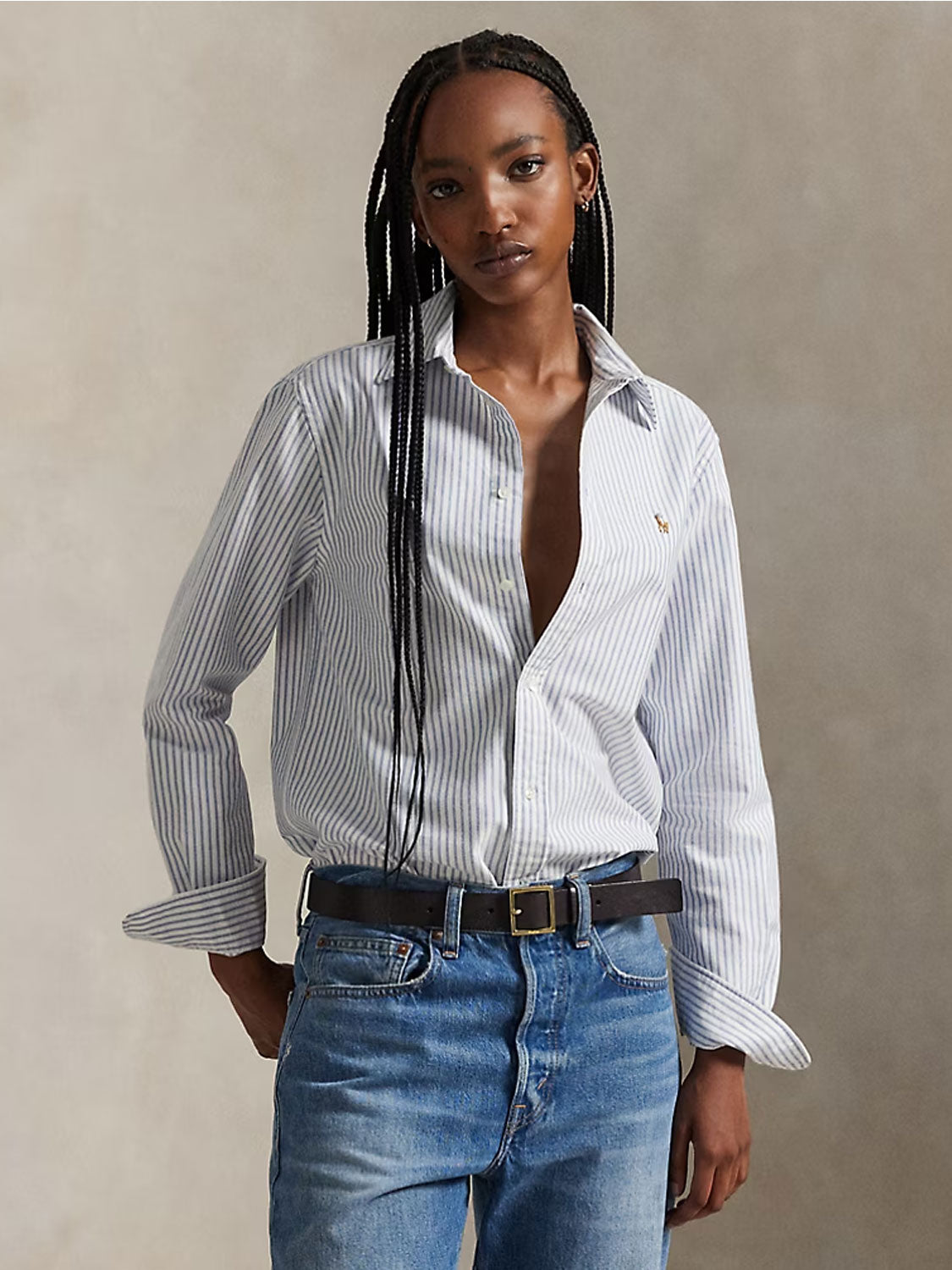 Classic Fit Striped Oxford Hemd