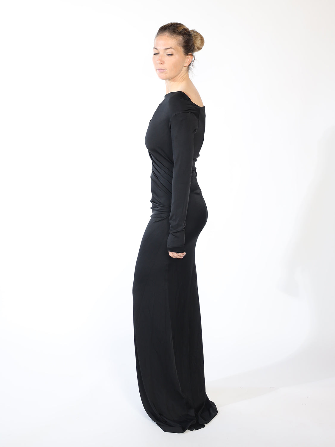 Off Shoulder Draped Gown Maxikleid