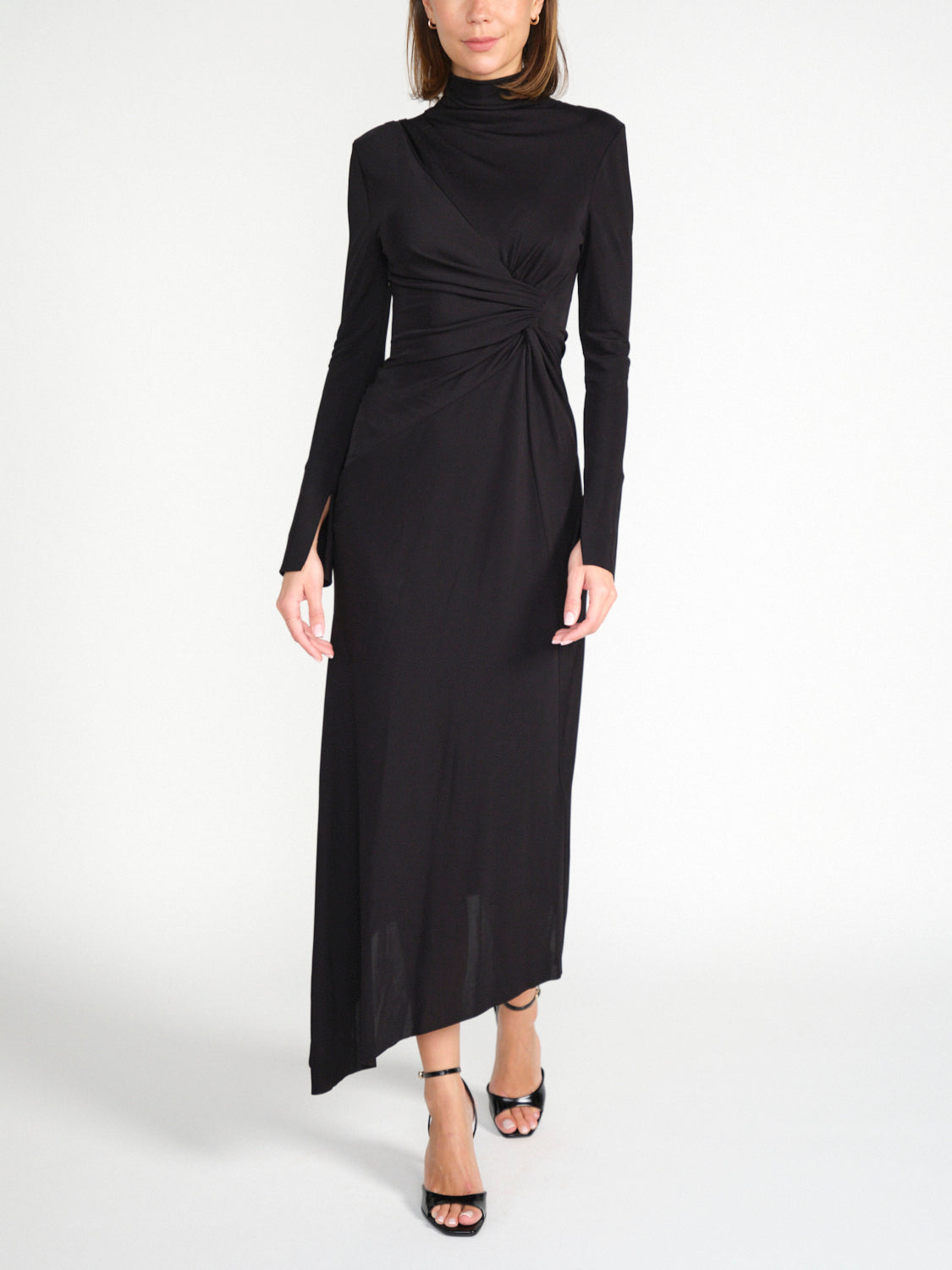 High Neck – Midikleid mit drapierter Taille