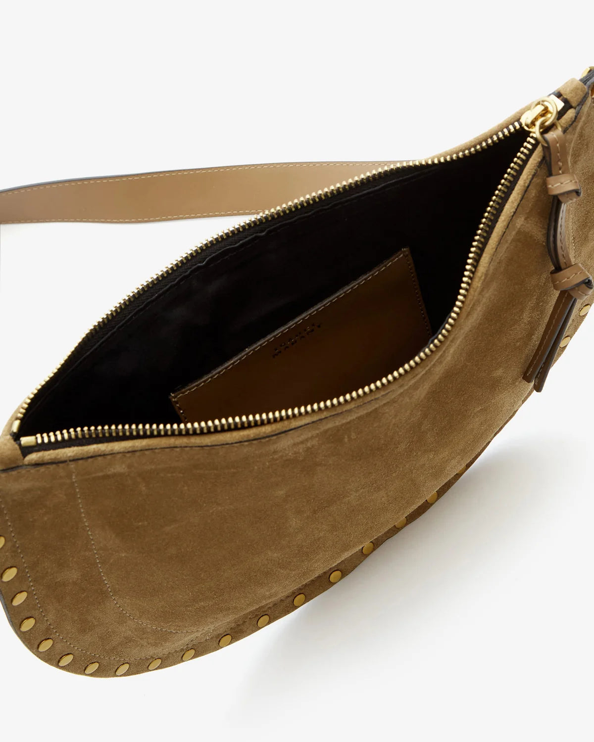 Oskan Soft Zip Veloursledertasche mit Nieten