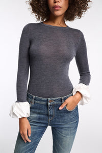 Chic Merino – Sweater with contrasting cuffs