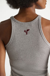 Ribbed Tanktop mit Blumen Stickerei
