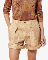 Calissy Shorts – Shorts mit Vintage-Print und Bundfalten