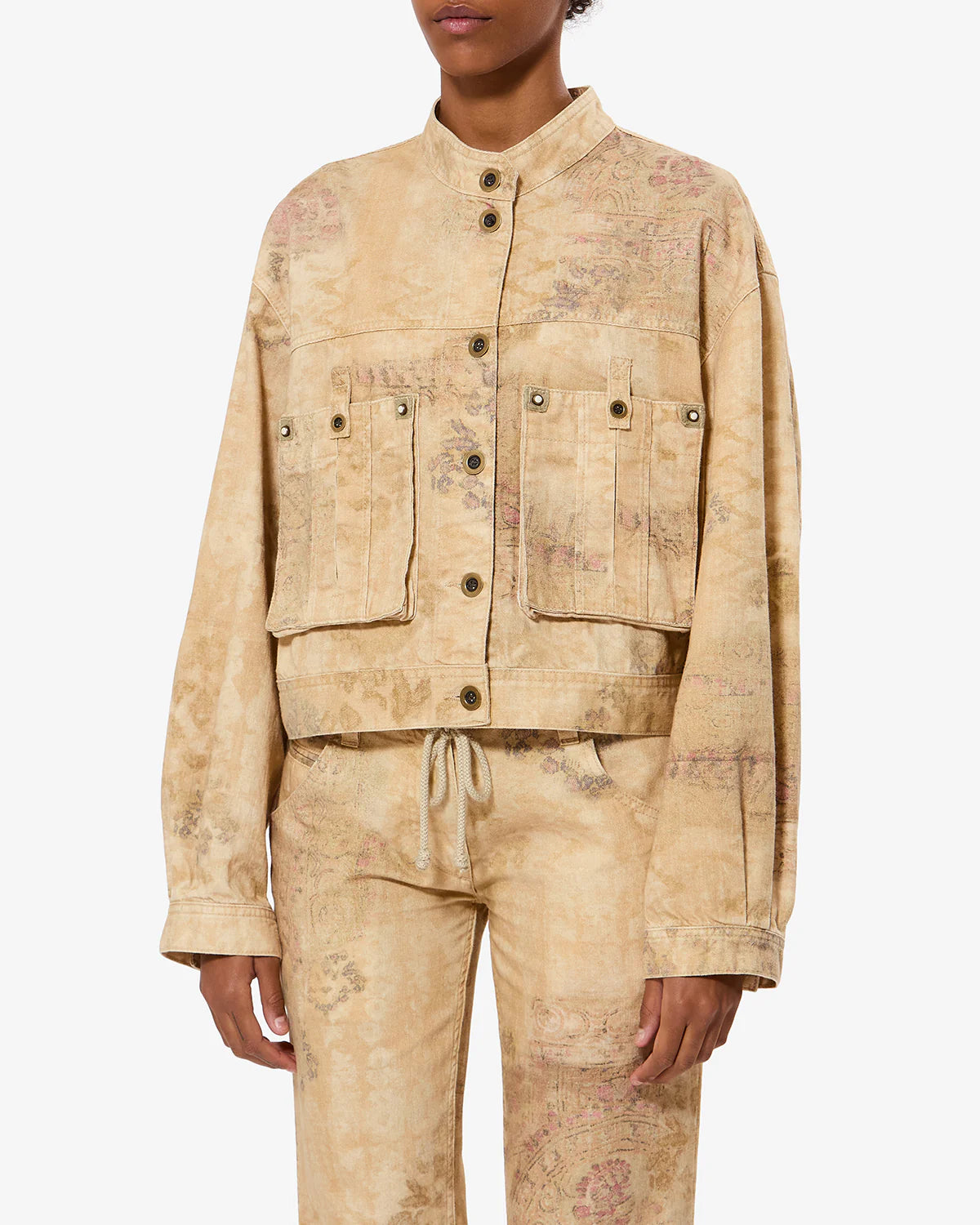 Cyndel Jacke – Jacke mit Vintage-Print und Utility-Taschen