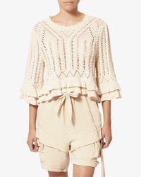 Norma Pullover – Strickpullover mit Rüschen-Details