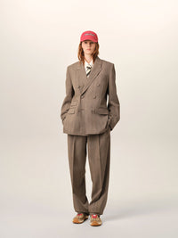 Double Boxy Blazer - Doppelreihiger Blazer mit feinem Streifenmuster