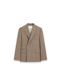 Double Boxy Blazer - Doppelreihiger Blazer mit feinem Streifenmuster