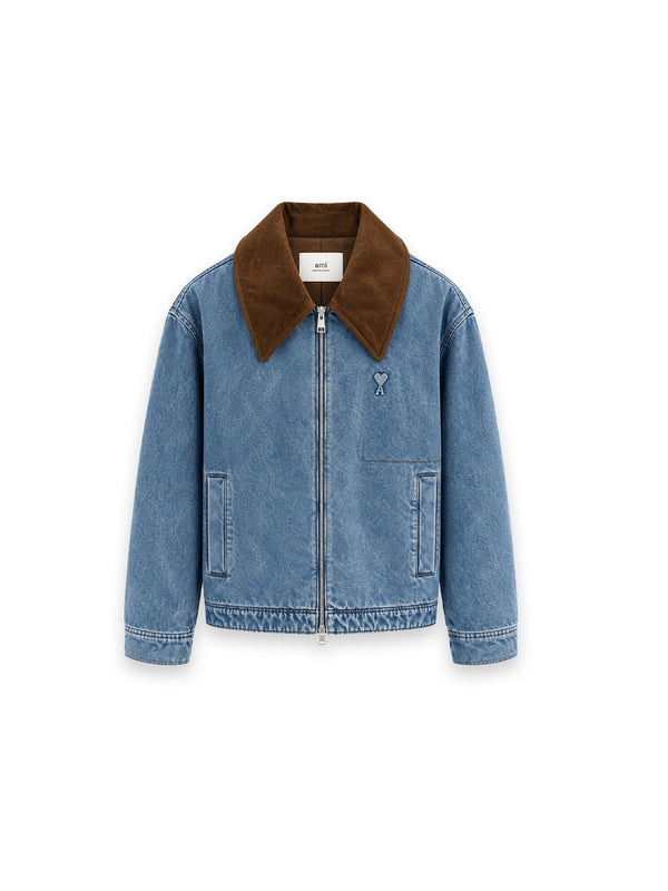 Zipped Ami de Coeur Jeansjacke mit Cordkragen