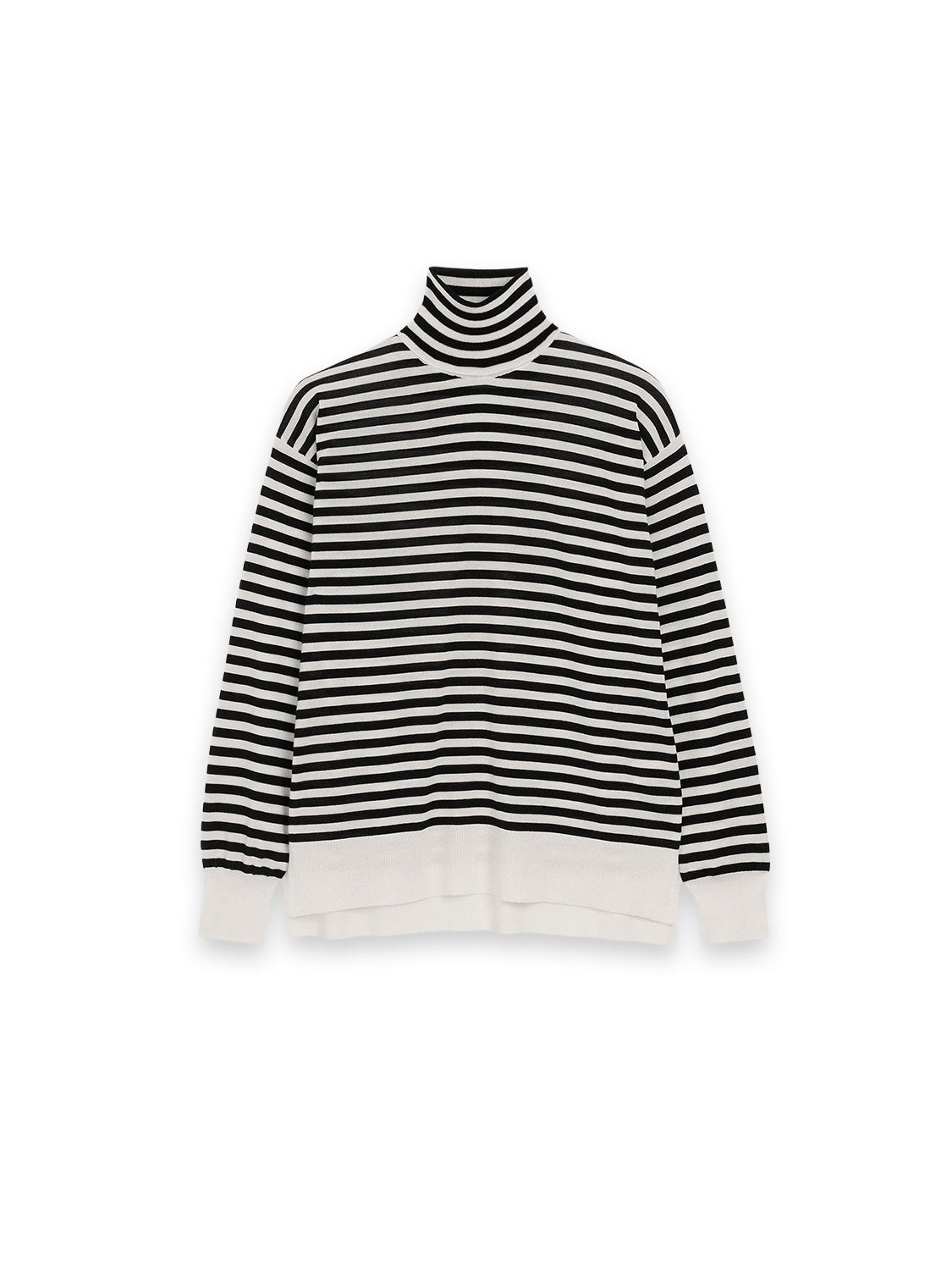 Striped Turtle Pullover – Hoher Rollkragen mit markantes Streifendesign
