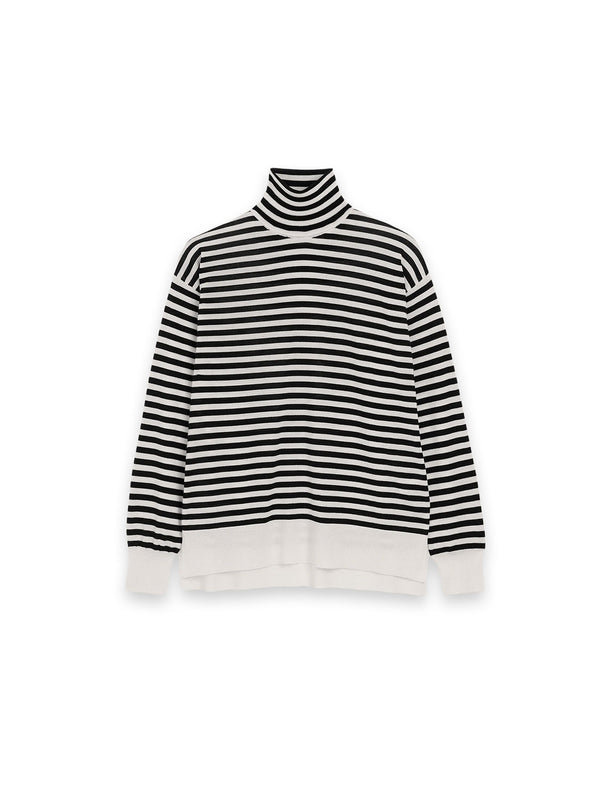 Striped Turtle Pullover – Hoher Rollkragen mit markantes Streifendesign