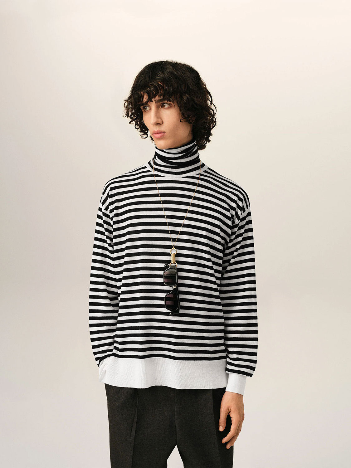 Striped Turtle Pullover – Hoher Rollkragen mit markantes Streifendesign