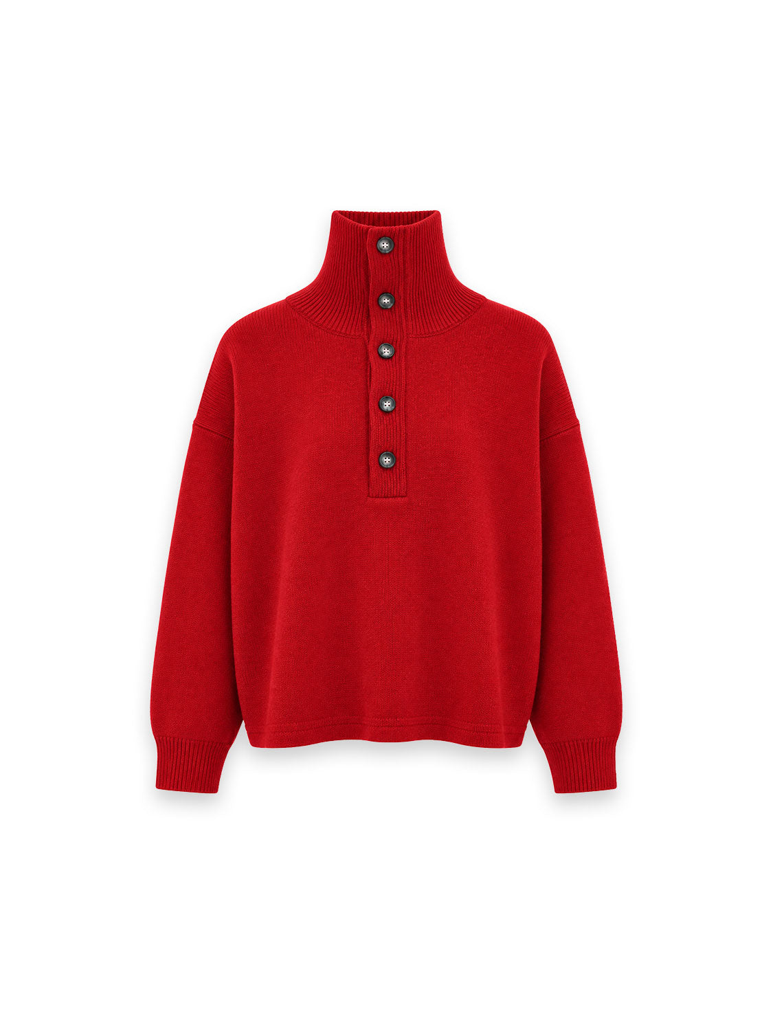 High Buttoned Pullover – Hoher Kragen mit markante Knopfleiste