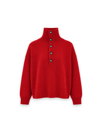 High Buttoned Pullover – Hoher Kragen mit markante Knopfleiste