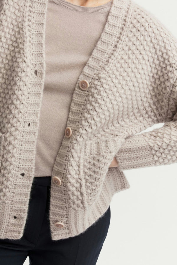 Avelaura cardigan with a distinctive honeycomb texture