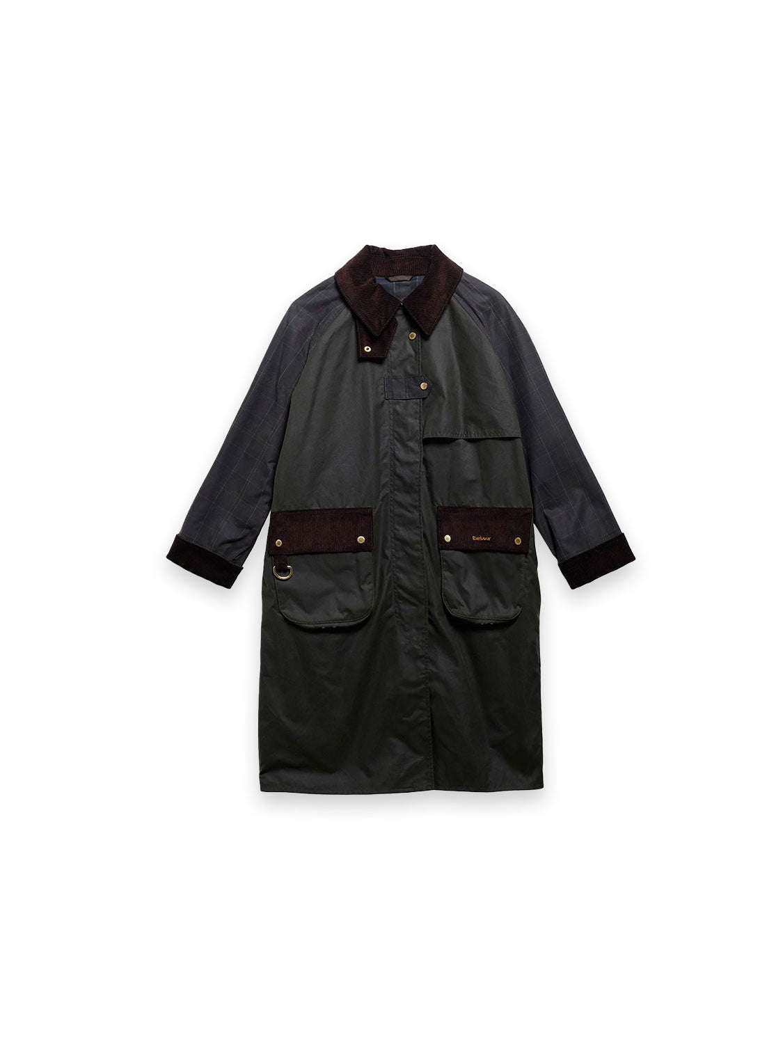 Checked Kirklees Wax Jacket with Corduroy Details