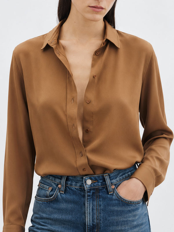 Gaia Silk Shirt – Cognac