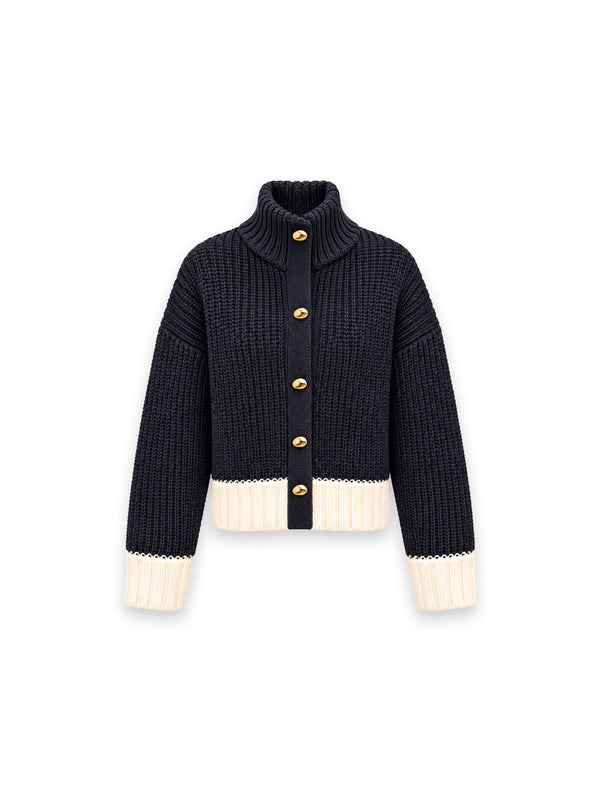 Merino Cardigan mit Stehkragen - Bluson Pannocchia