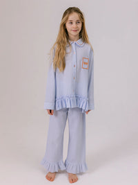 Lou Pyjama – Pyjama-Set aus strukturiertem Stoff mit verspielten Rüschen-Details