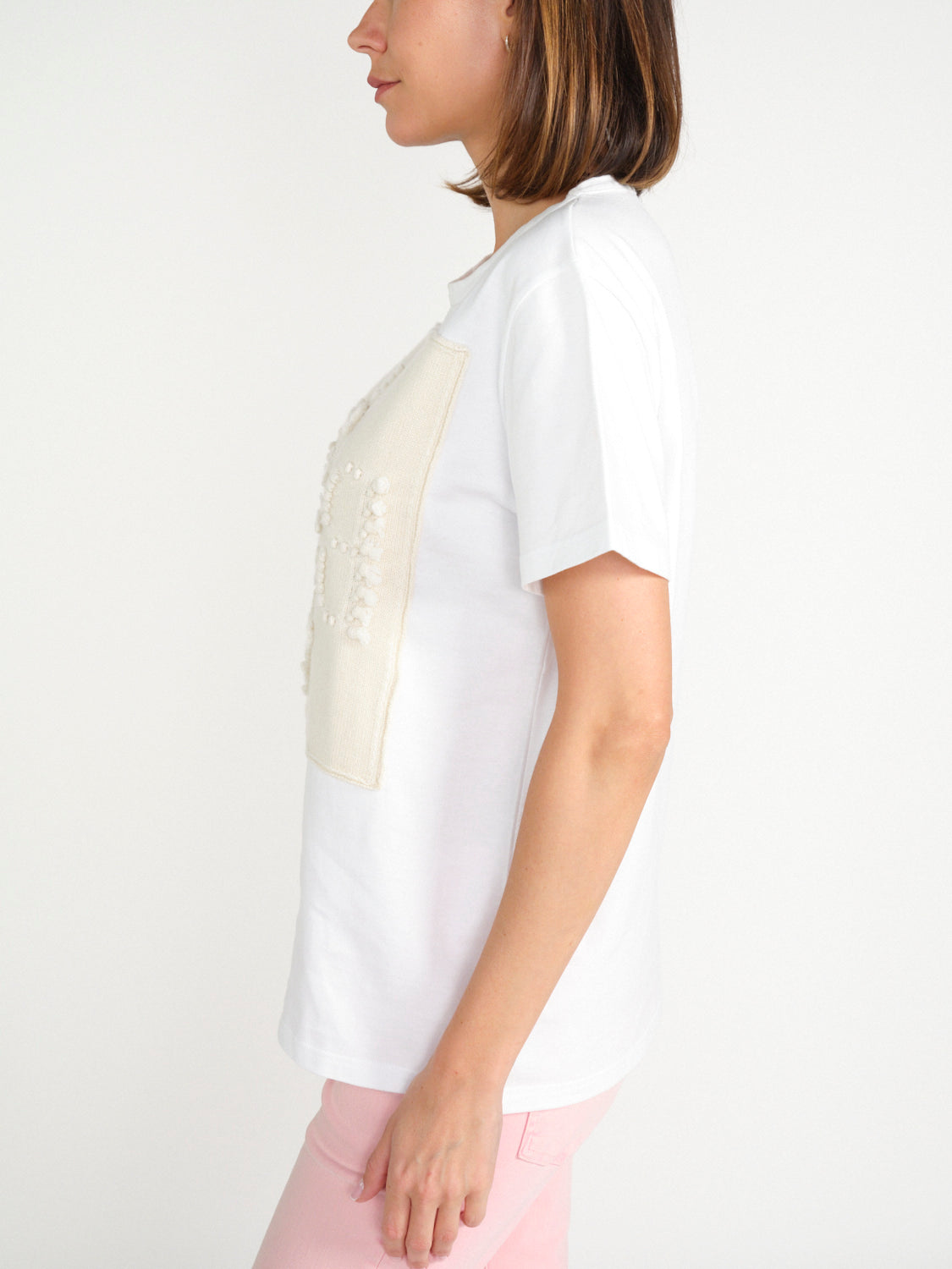 Baumwoll-T-Shirt mit Kaschmir-Applikation