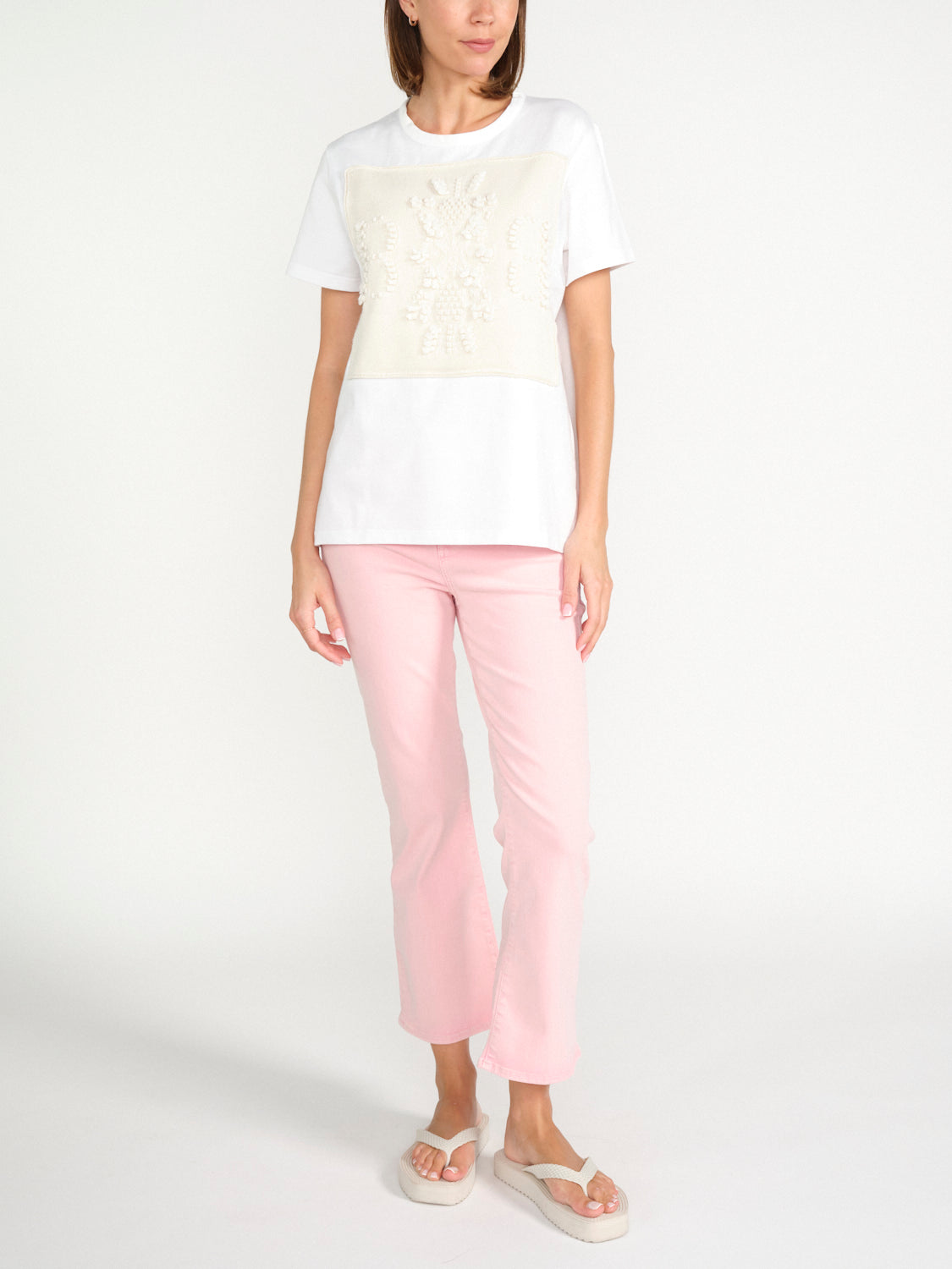 Baumwoll-T-Shirt mit Kaschmir-Applikation