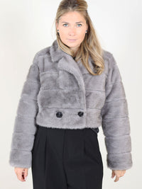 Gekürzte Jacke in Felloptik 