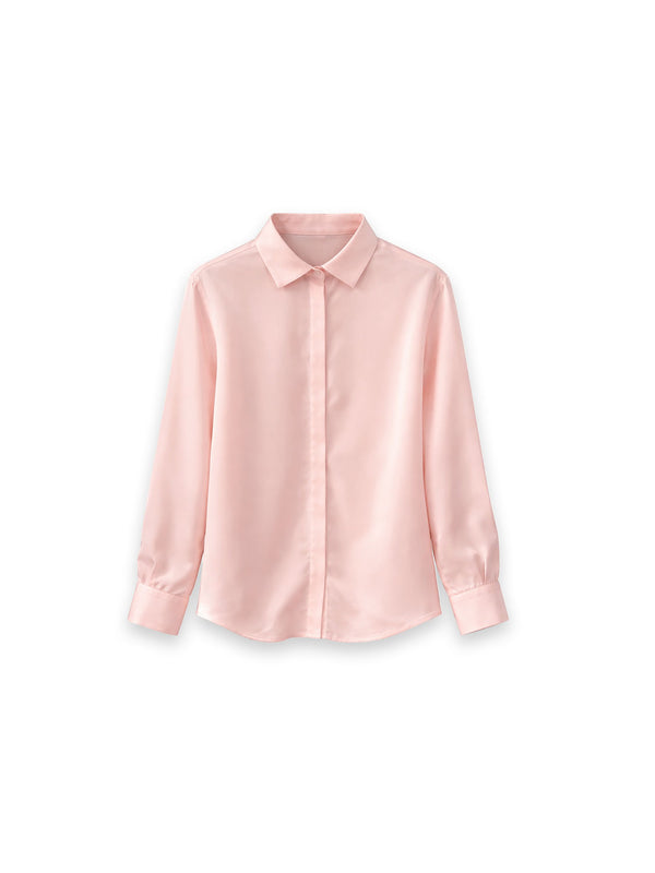 Bluse mit verdeckter Knopfleiste aus Satinoptik