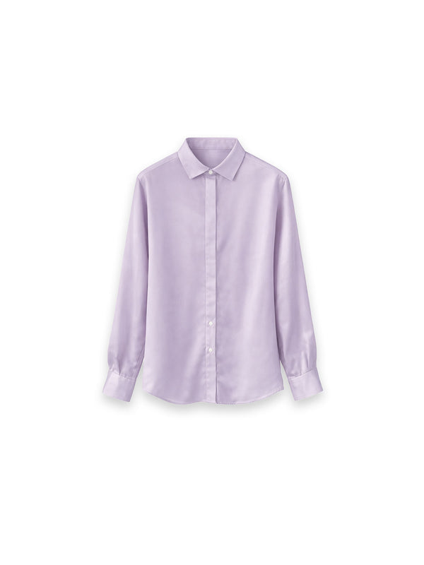 Bluse mit verdeckter Knopfleiste aus Satinoptik