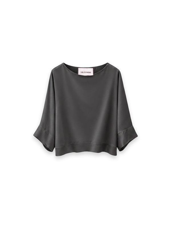 Bluse mit Kurzarm aus Satinoptik