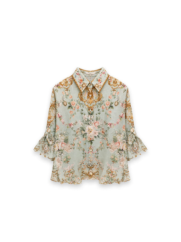 Button Bluse mit Schmuckkragen