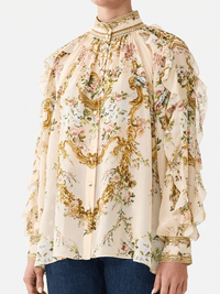 PRE-RELAXED BLOUSE WITH FRILL SLEEVE DETAIL