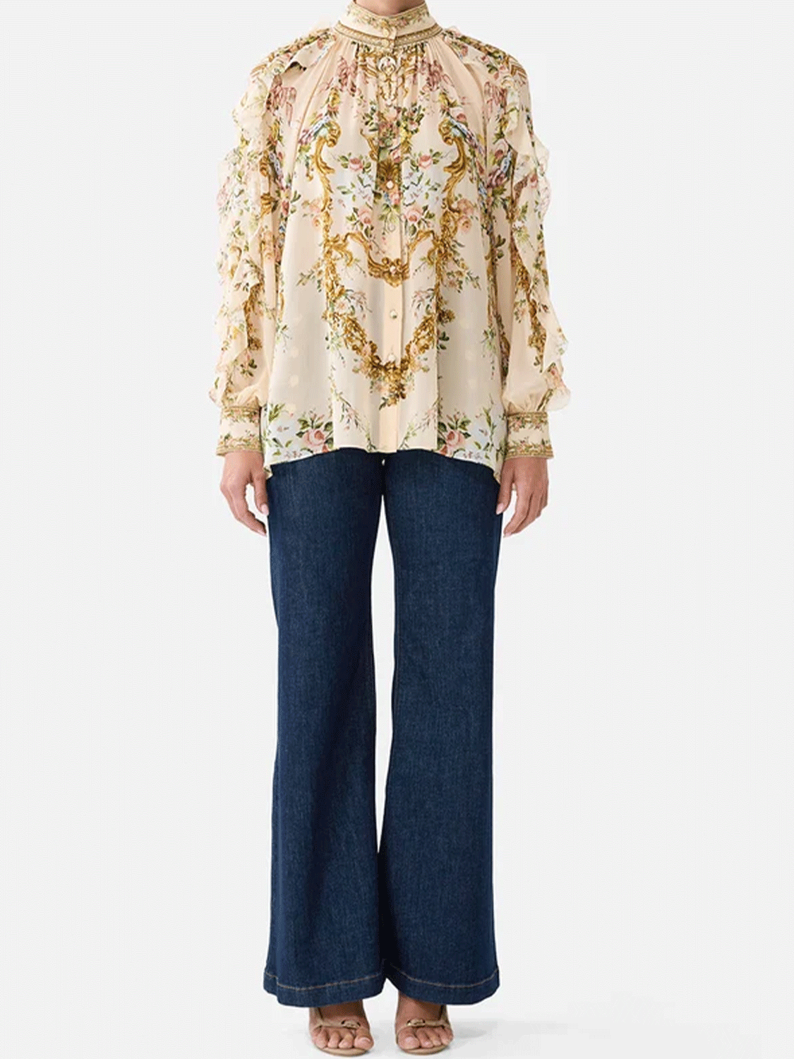 PRE-RELAXED BLOUSE WITH FRILL SLEEVE DETAIL