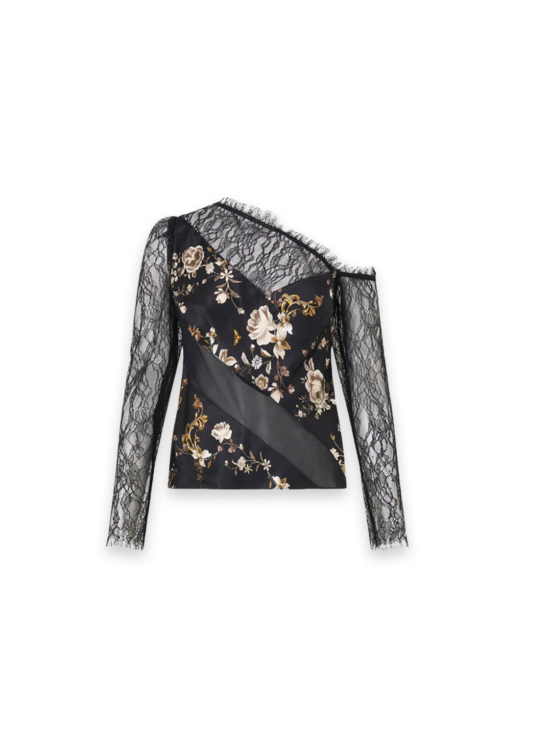 Lace Splice One Shoulder Top