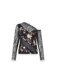 Lace Splice One Shoulder Top