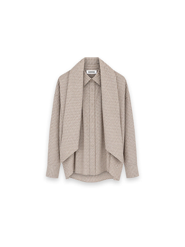 Georgia Bluse – Karomuster mit raffiniertem Schal-Detail