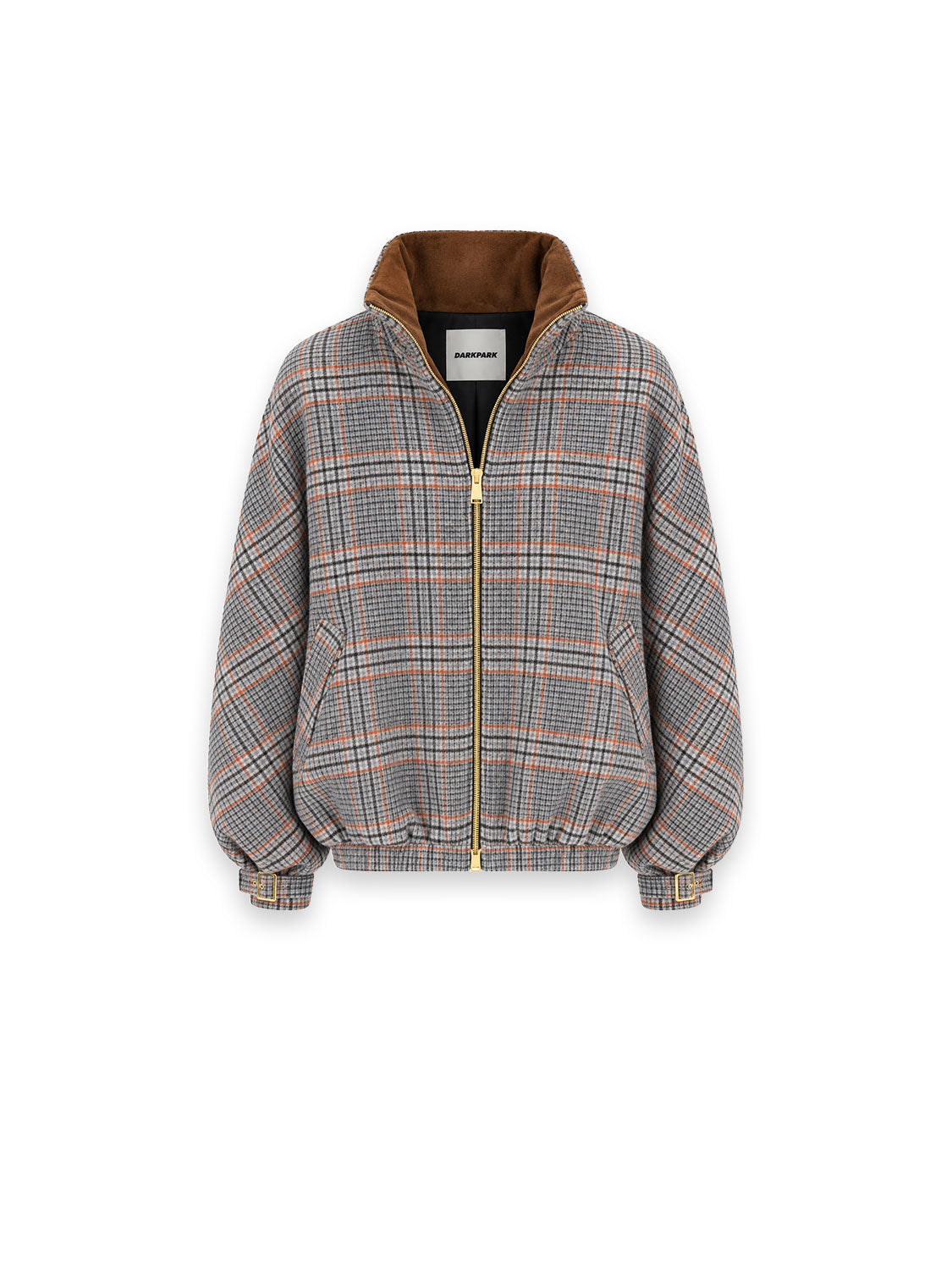 Celine Wool Check Jacke – Wollmix mit Karomuster & Kontrastkragen