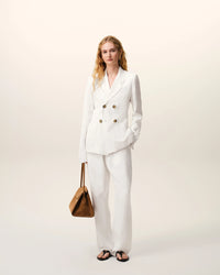 Leinen-Blazer mit doppelter Knopfleiste