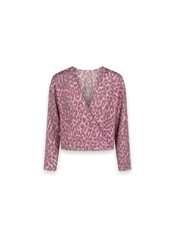 Print Bluse – Feminine Bluse mit ausdrucksstarkem Leo-Print und raffinierter Wickeldrapierung